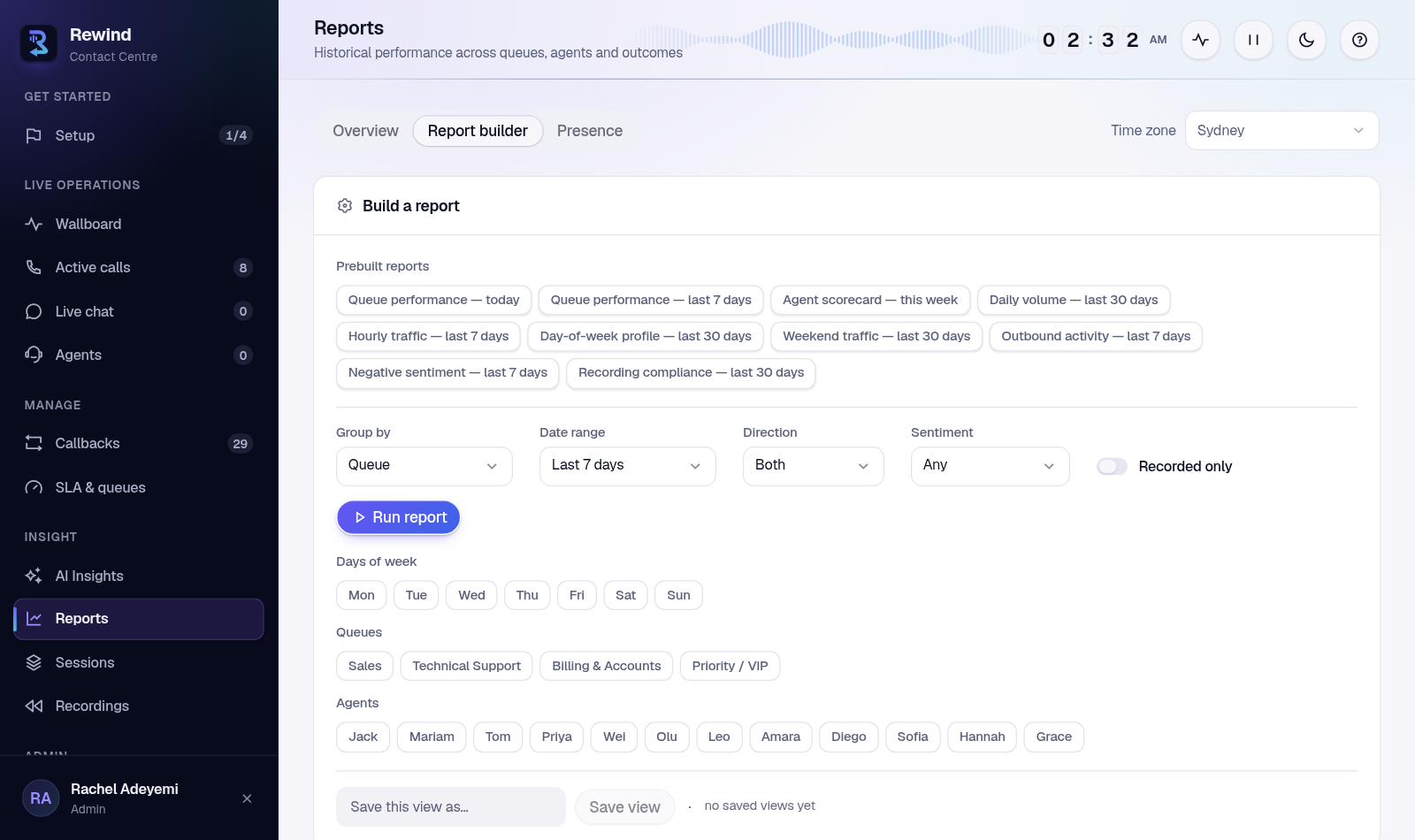 The custom report builder